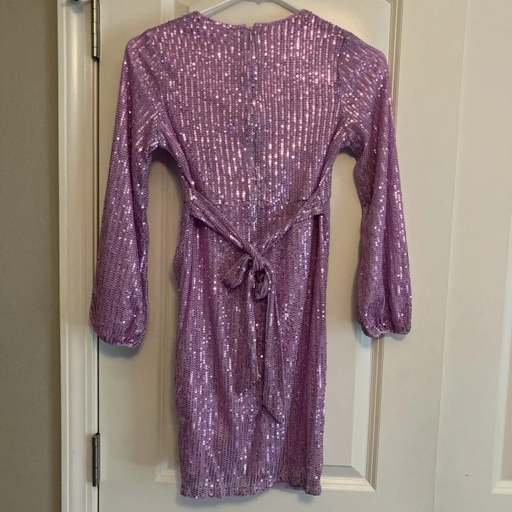 Grace Karin Girl's Long Sleeve Sequin Sparkly Formal Dress Size 8Y Purple C746